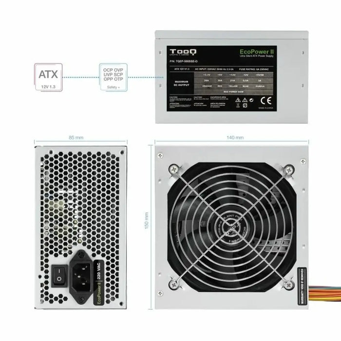 Power supply TooQ Fonte Ecopower II ATX 500 W RoHS CE - Компютър Мрежи и компоненти<<<Компютри|