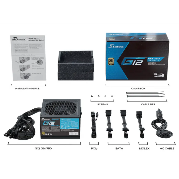 Power supply unit Seasonic G12 GM-750 750W 80+ GOLD - Захранвания<<<Компютърни компоненти<<<ValiAPI&&&Компютър Мрежи и