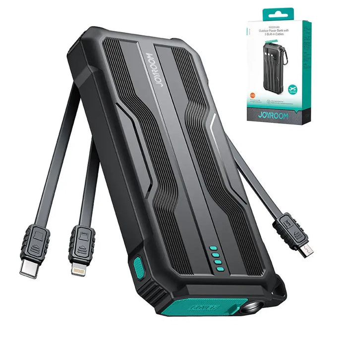 Powerbank 10000mAh Joyroom JR-L016 with built-in USB-C/micro USB/ Lightning cables - black - Powerbanks<<<HurtelXML