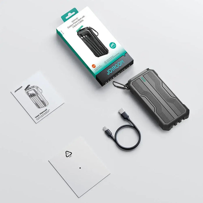 Powerbank 10000mAh Joyroom JR-L016 with built-in USB-C/micro USB/ Lightning cables - black - Powerbanks<<<HurtelXML