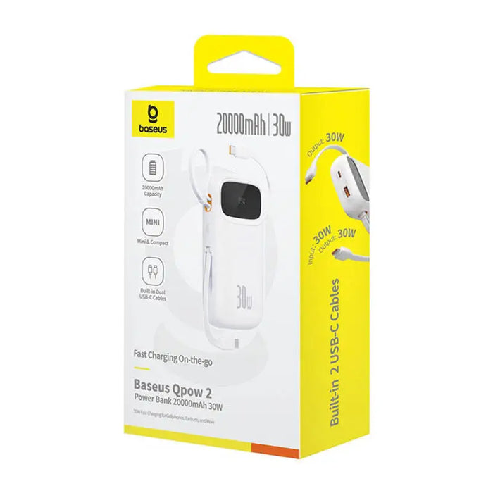Powerbank Baseus QPow 2 20000mAh 30W 2xUSB-C (white) - Powerbanks<<<GSM