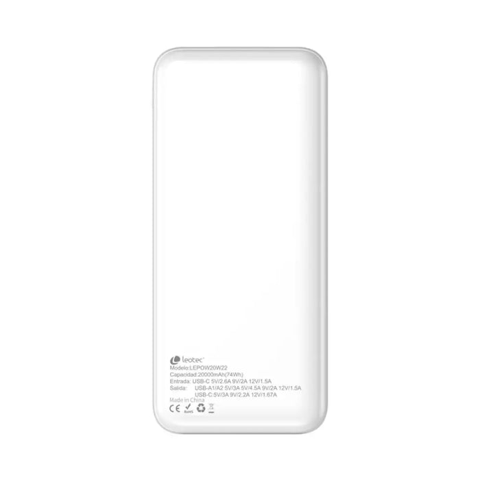 Powerbank LEOTEC LEPOW20W22W White 20000 mAh - Електроника Телефони и таблети<<<Компютри| Електроника<<<BigBuy&&&Power