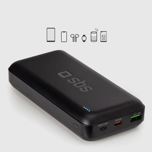 Powerbank SBS TTBB20000PD20K 20000 mAh 20W PD USB-C USB-A Micro-USB - black - Powerbanks<<<HurtelXML