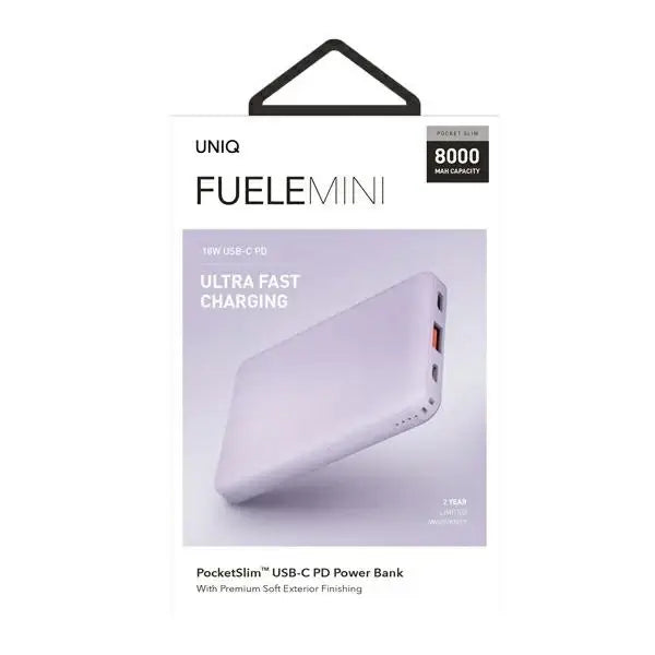 Powerbank Uniq Fuele mini 8000mAh USB-C 18W PD Fast charge - lavender - Powerbanks<<<HurtelXML