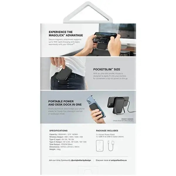 Powerbank Uniq Hoveo magnetic 5000mAh USB-C 20W PD - purple - Powerbanks<<<HurtelXML