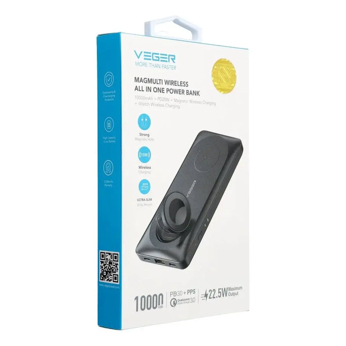 Powerbank Veger MagMulti W1156 10000mAh 22.5W 3A MagSafe PD QC3.0 - black - Powerbanks<<<HurtelXML