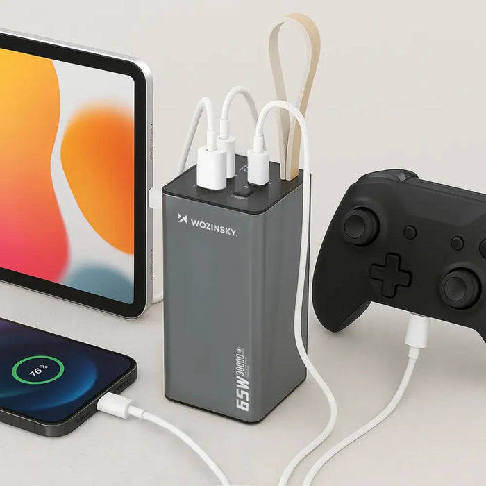 Powerbank Wozinsky K65+ 65W 30000mAh 2x USB-C 1x USB-A 65W - gray - Powerbanks<<<HurtelXML