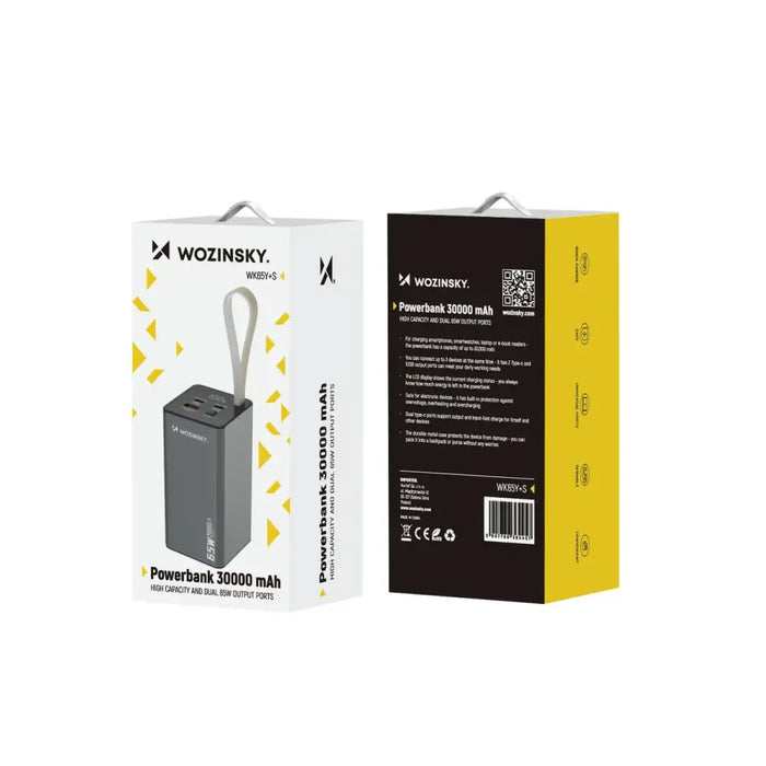 Powerbank Wozinsky K65+ 65W 30000mAh 2x USB-C 1x USB-A 65W - gray - Powerbanks<<<HurtelXML