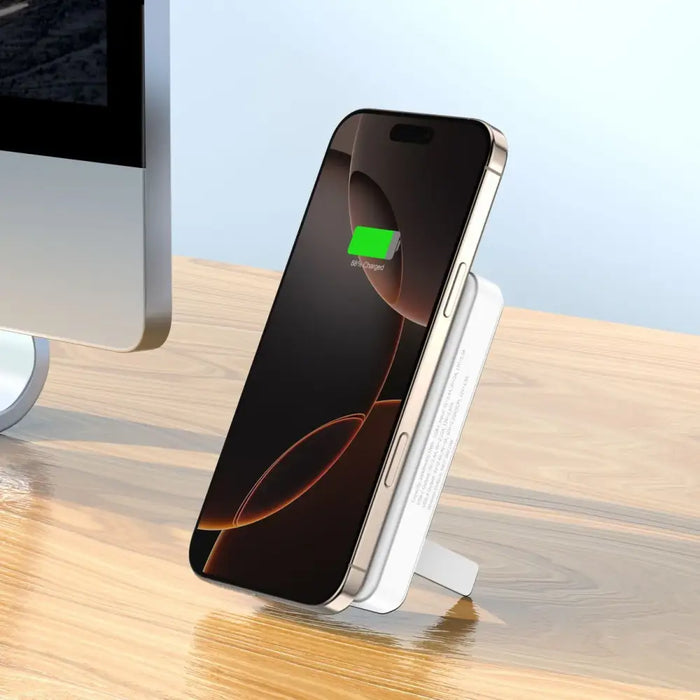 Powerbank Wozinsky WLWP-10KA0Y3WS 22.5W PD Qi2 10000 mAh with stand 1x USB-A 1x USB-C - white - Powerbanks<<<HurtelXML