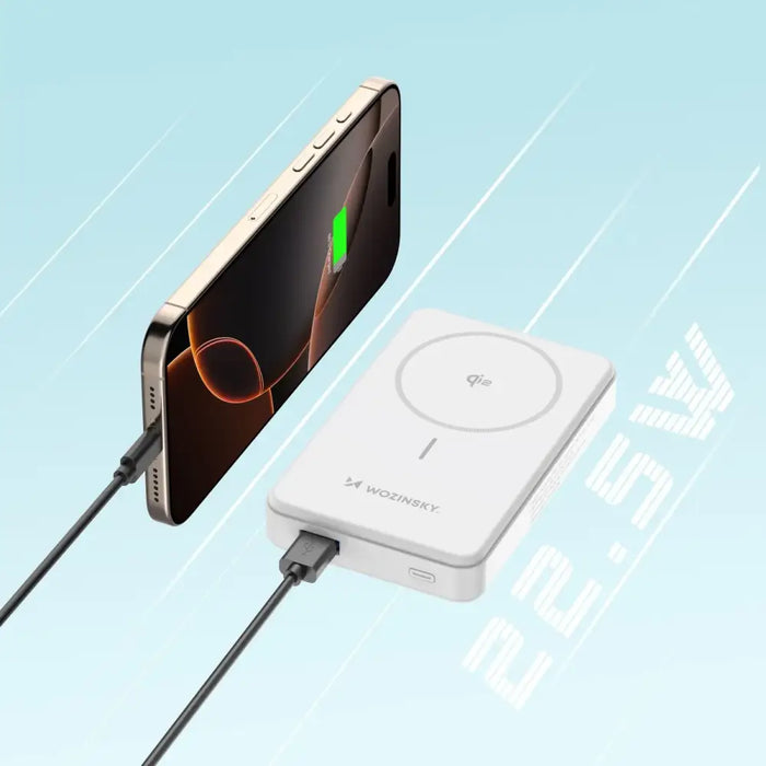 Powerbank Wozinsky WLWP-10KA0Y3WS 22.5W PD Qi2 10000 mAh with stand 1x USB-A 1x USB-C - white - Powerbanks<<<HurtelXML