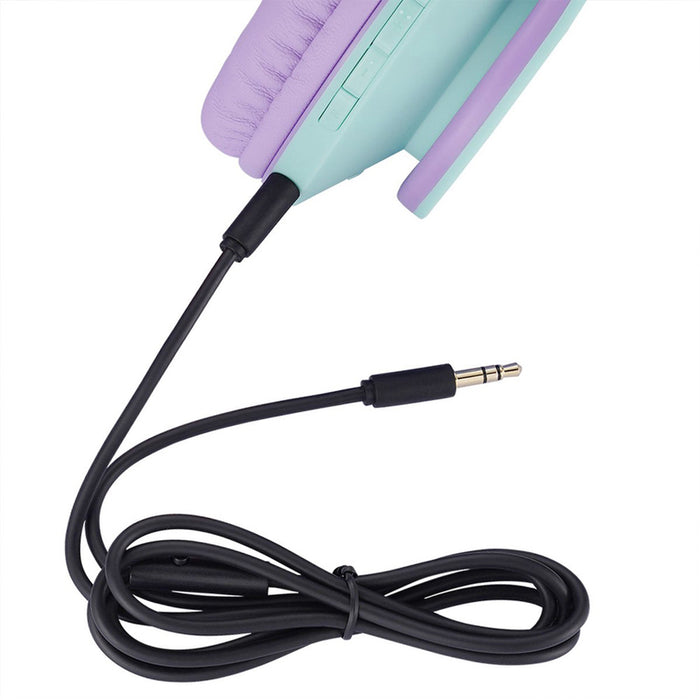 POWERLOCUS P2 KIDS CAT PUR/GREE stereo headphones