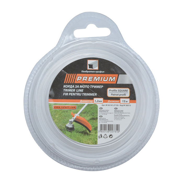 CORD FOR TRIMMER PROFILE SQUARE PREMIUM 1.2 MM 15 M