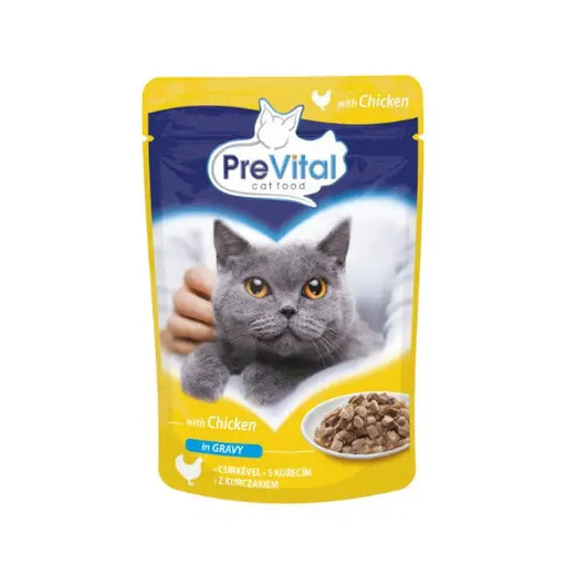 PREVITAL Cat Food Mix of Flavors Chicken Veal Salmon in Gravy - Wet Cat Food - 12 x 100g - Wet foodDLK-KAM<<<For