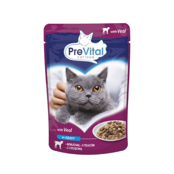 PREVITAL Cat Food Mix 4 Flavors Chicken, Veal, Salmon, Poultry – wet cat food – 96 x 100 g