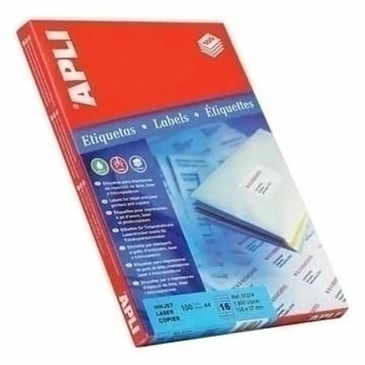 Printer Labels Apli 100 Sheets 64 x 33,9 mm White - Електроника Периферни и резервни части<<<Компютри|