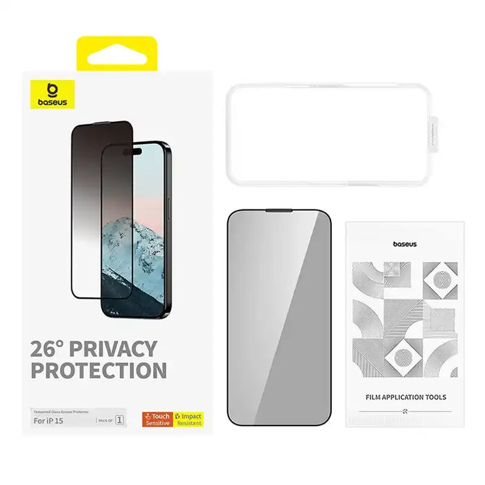 Privacy Protection Tempered Glass Baseus Diamond iPhone 15 - For smartphones<<<Tempered glass and screen
