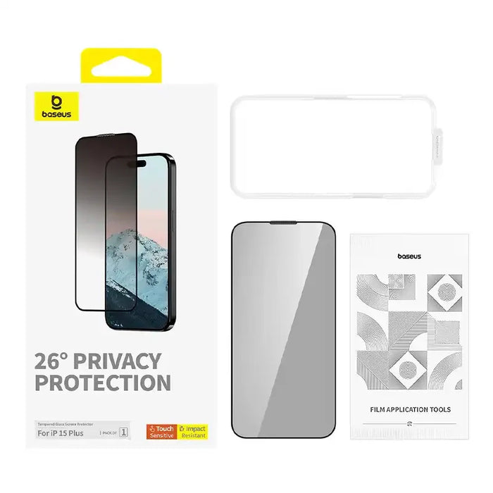 Privacy Protection Tempered Glass Baseus Diamond iPhone 15 Plus - For smartphones<<<Tempered glass and screen
