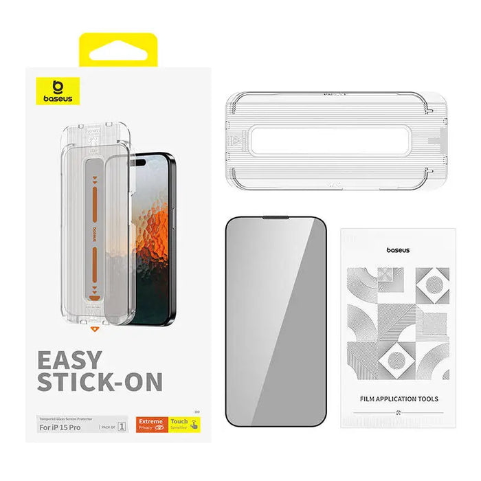 Privacy Protection Tempered Glass Baseus Sapphire iPhone 15 Pro - For smartphones<<<Tempered glass and screen
