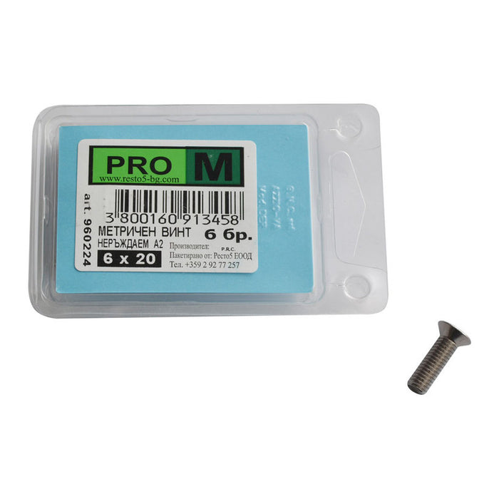 STAINLESS METRIC BOLT 6 PCS PRO M 6 X 20 MM