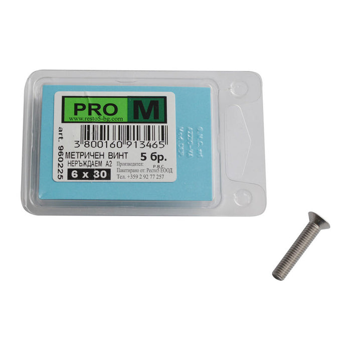 STAINLESS METRIC BOLT 5 PCS PRO M 6 X 30 MM