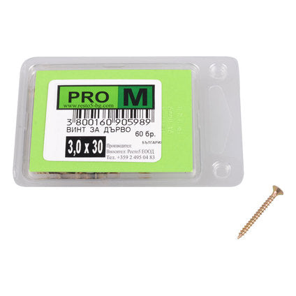 SCREW FOR WOOD 3X30 MM PRO M 60 PCS