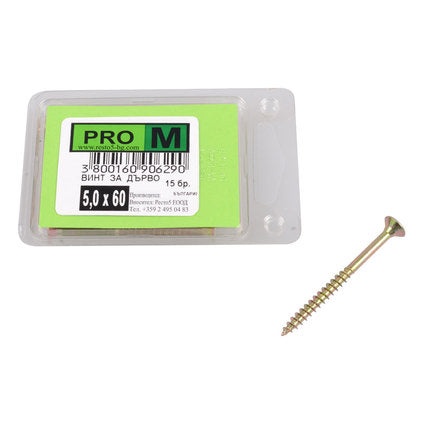 SCREW FOR WOOD 5X60 MM PRO M 15 PCS