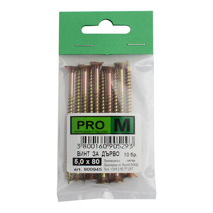SCREW FOR WOOD 5X80 MM PRO M 10 PCS
