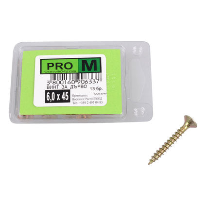 WOOD SCREW 6X45 MM PRO M 13 PCS