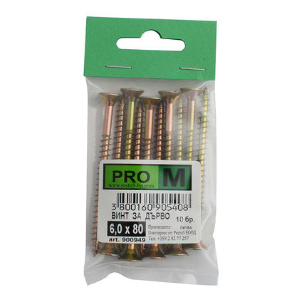 SCREW FOR WOOD 6X80 MM PRO M 10 PCS