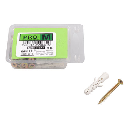 UNIVERSAL DOWEL WITH SCREW F8X40MM 15 PCS PRO M