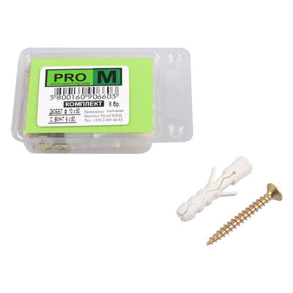 UNIVERSAL DOWEL WITH SCREW F10X50MM 8 PCS PRO M