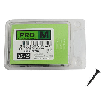 SCREW LARGE THREAD FOR PLASTERBOARD 3.5X25 MM PRO M 80 PCS