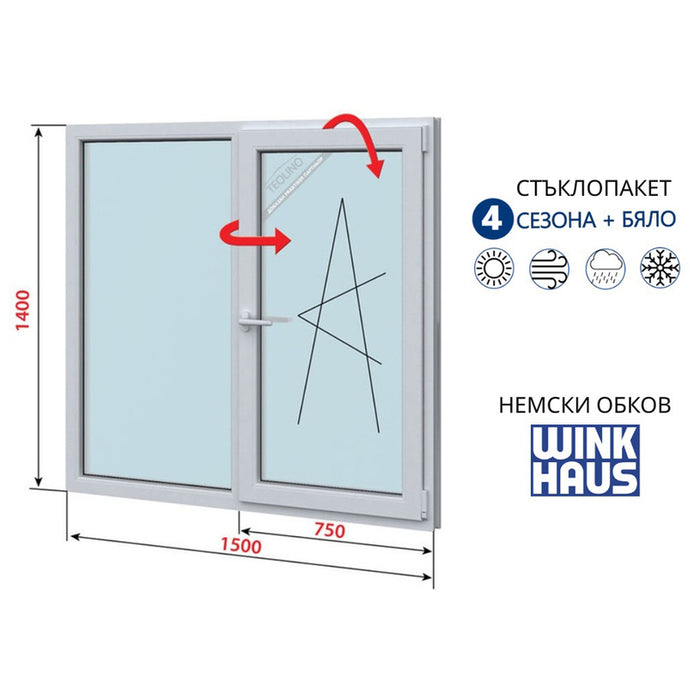 PVC WINDOW PROFILINK 5-CHAMBER 1500/1400 WHITE
