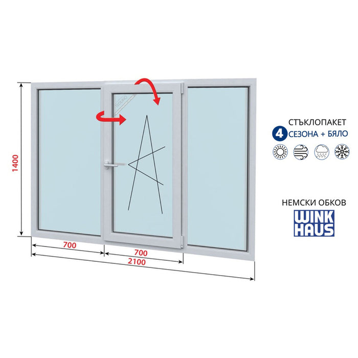 PVC WINDOW PROFILINK 5-CHAMBER 2100/1400 WHITE