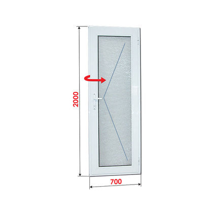ALUMINUM BATHROOM DOOR WITH MATTED GLASS PROFILINK 70X200 CM. RIGHT