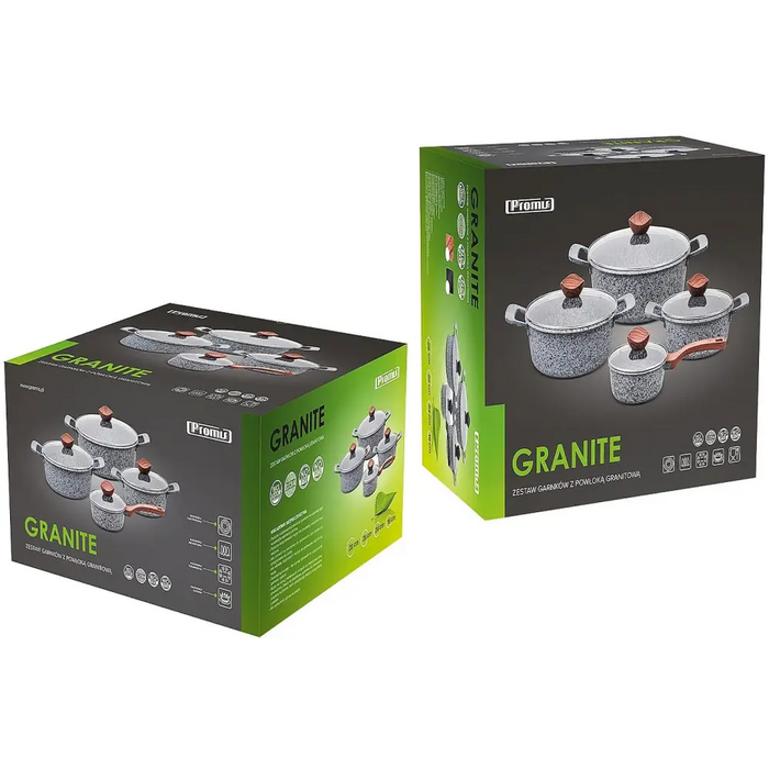 PROMIS Set of pots GRANITE saucepan 16 cm pots 20,24,28 brown handles - Non-electric pots / pansAGD-GAR<<<Home