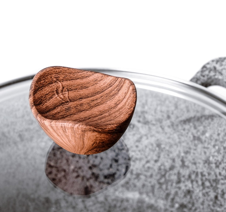 PROMIS Set of pots GRANITE, saucepan 16 cm, pots 20,24,28 brown handles