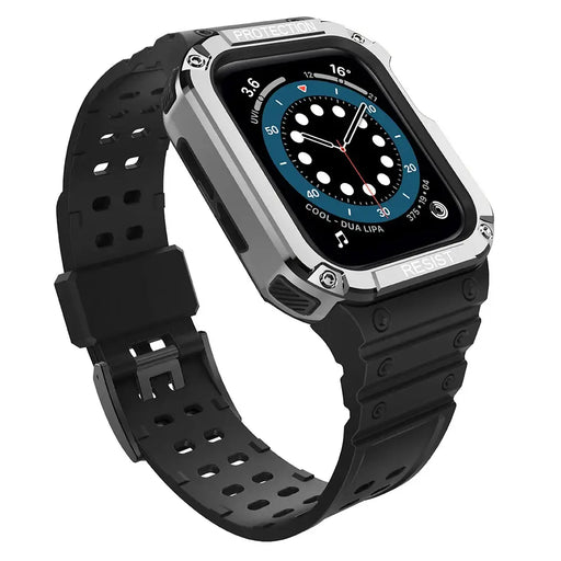 Protect Strap Band for Apple Watch 38/40/41mm Armored Case Strap - Black Silver - Smartwatch straps