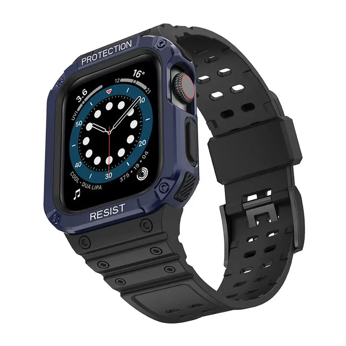 Protect Strap Band for Apple Watch 38/40/41mm Armored Case Strap - Black Blue - Smartwatch straps and cases<<<HurtelXML