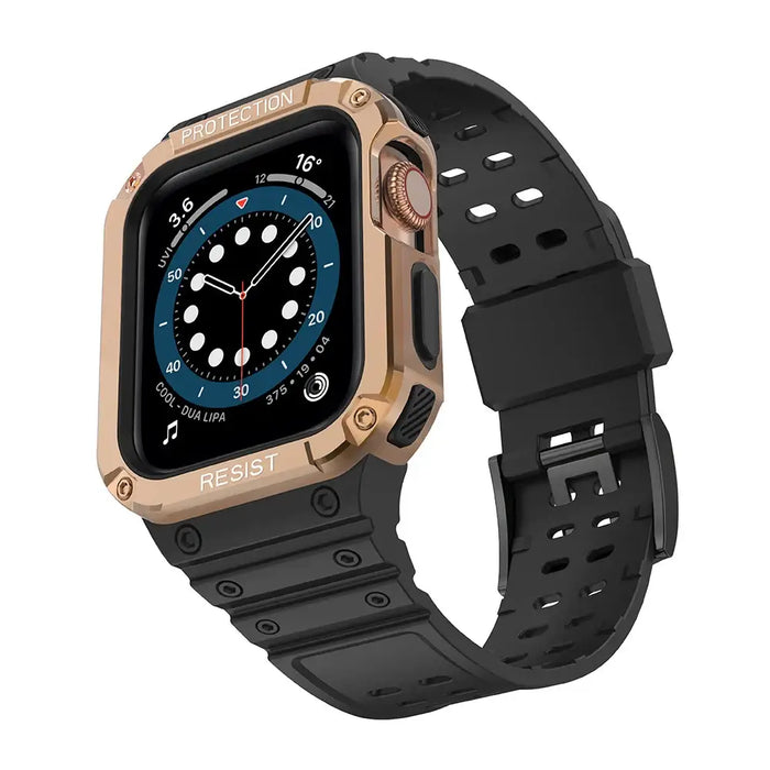 Protect Strap Band for Apple Watch 38/40/41mm Armored Case Strap - Black Rose Gold - Smartwatch straps