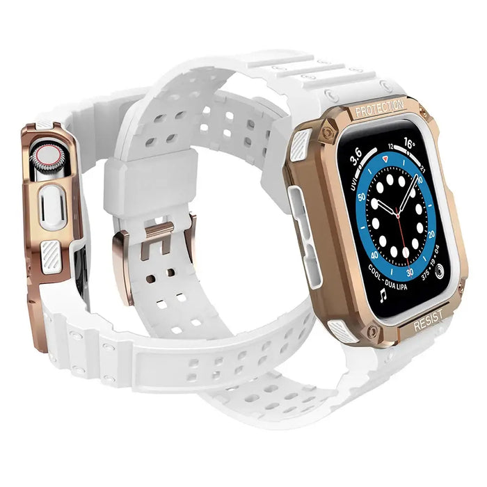 Protect Strap Band for Apple Watch 38/40/41mm Armored Case Strap - White Rose Gold - Smartwatch straps