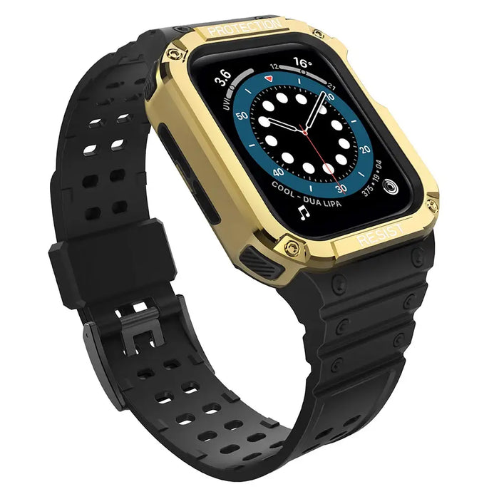 Protect Strap Band for Apple Watch 42/44/45mm Armored Case Strap - Black Gold - Smartwatch straps and cases<<<HurtelXML