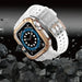 Protect Strap Band for Apple Watch 42/44/45mm Armored Case Strap - White Rose Gold - Smartwatch straps