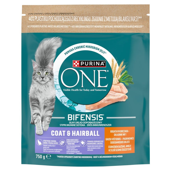PURINA One Bifensis Coat & Hairball Rich in chicken - dry cat food - 750g