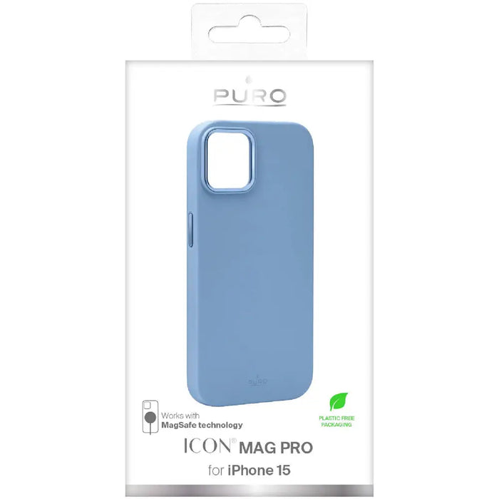 Puro Icon Mag Pro MagSafe Silicone Case for iPhone 15 - Light Blue - Cell phone cases and covers<<<HurtelXML