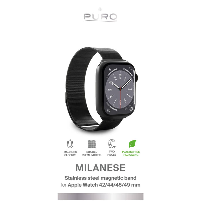 Puro 'MILANESE' Watch band for Apple Watch 42-44-45-49m, black