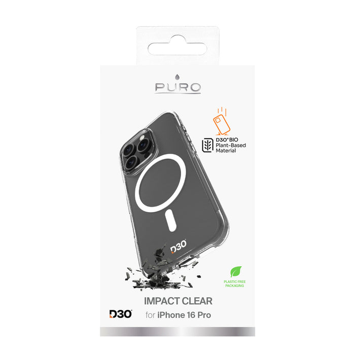 Puro Impact Clear D3O MagSafe Silicone Case for iPhone 16 Pro - Transparent