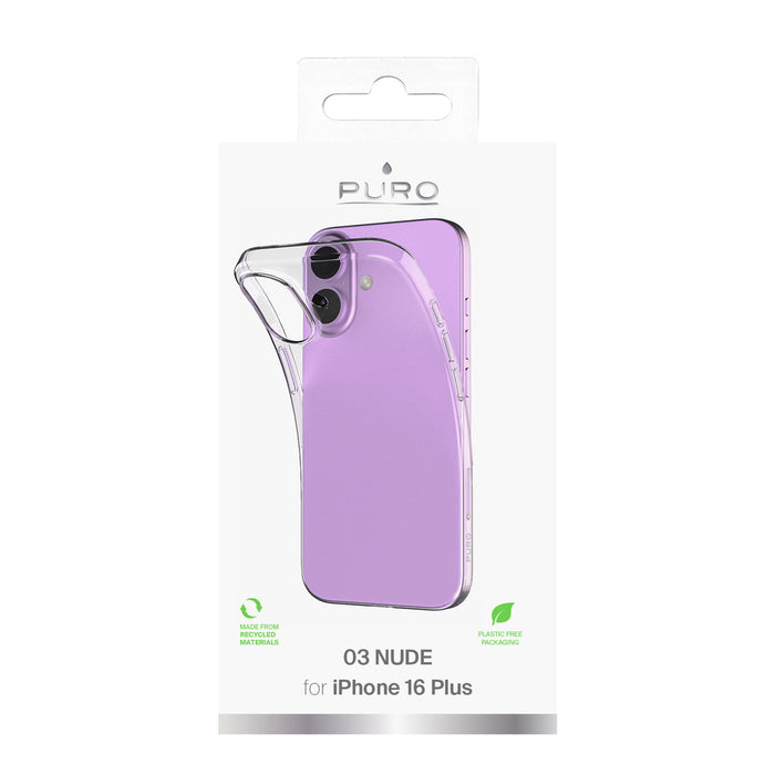 Puro 03 Nude Silicone Case for iPhone 16 Plus - Transparent