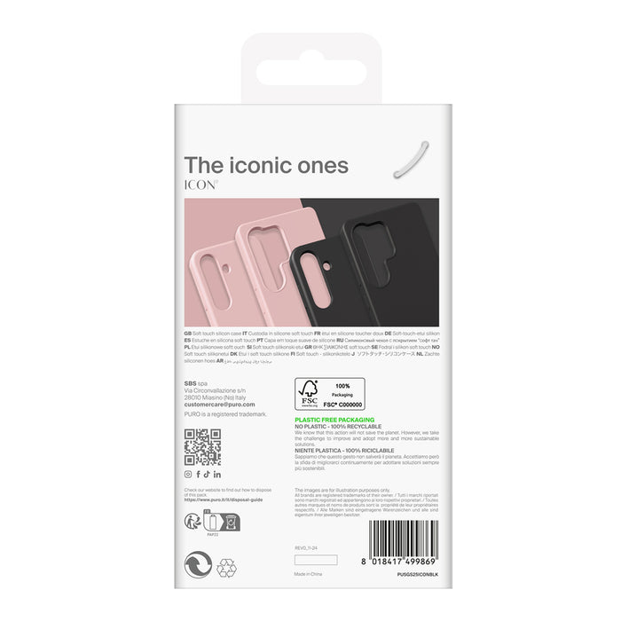 Puro Icon Silicone Case for Samsung Galaxy S25 - Black