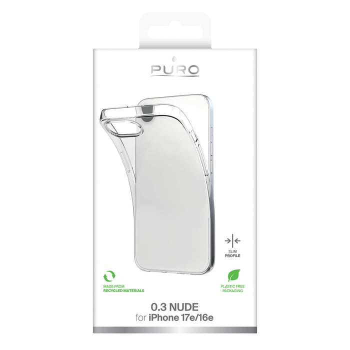 Puro 0.3 Nude Silicone Case for iPhone 16e/17e - Transparent